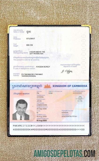 Foto do passaporte do Camboja exemplo real